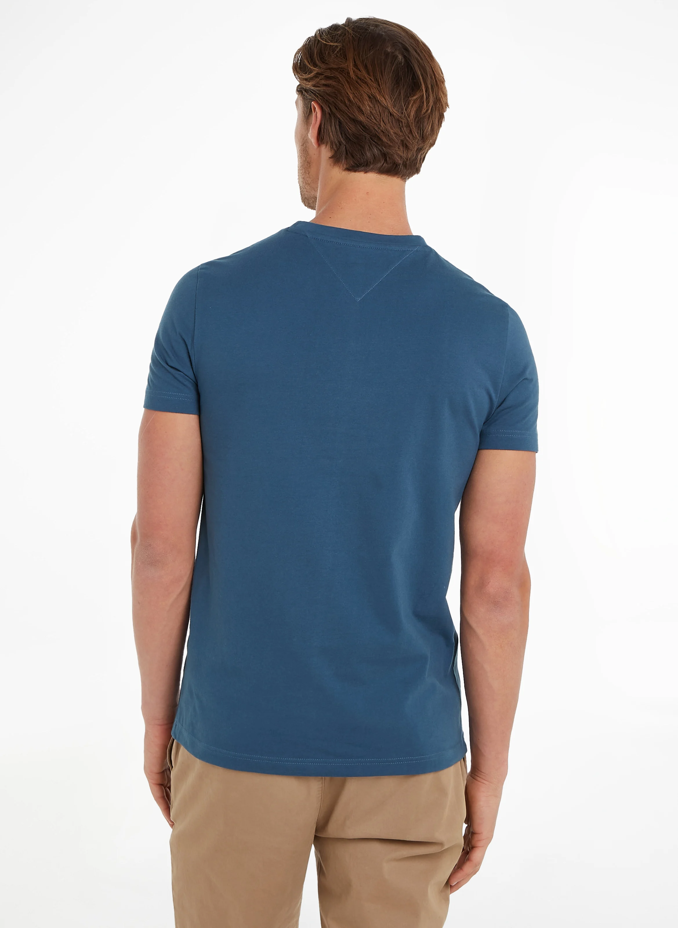 Tee-shirt col rond droit en coton organique | Bleu