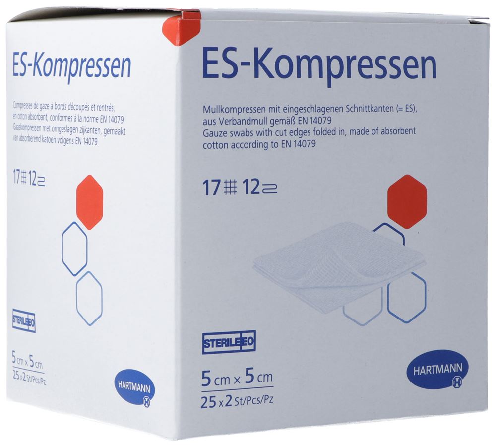 HARTMANN ES-Kompresse Typ 17 5x5cm 12fach steril 2 Stk