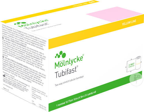 Tubifast Bandage Tubulaire Technologie 2-Way Stretch Ligne Jaune 10,75cm x 10m Pièce 1