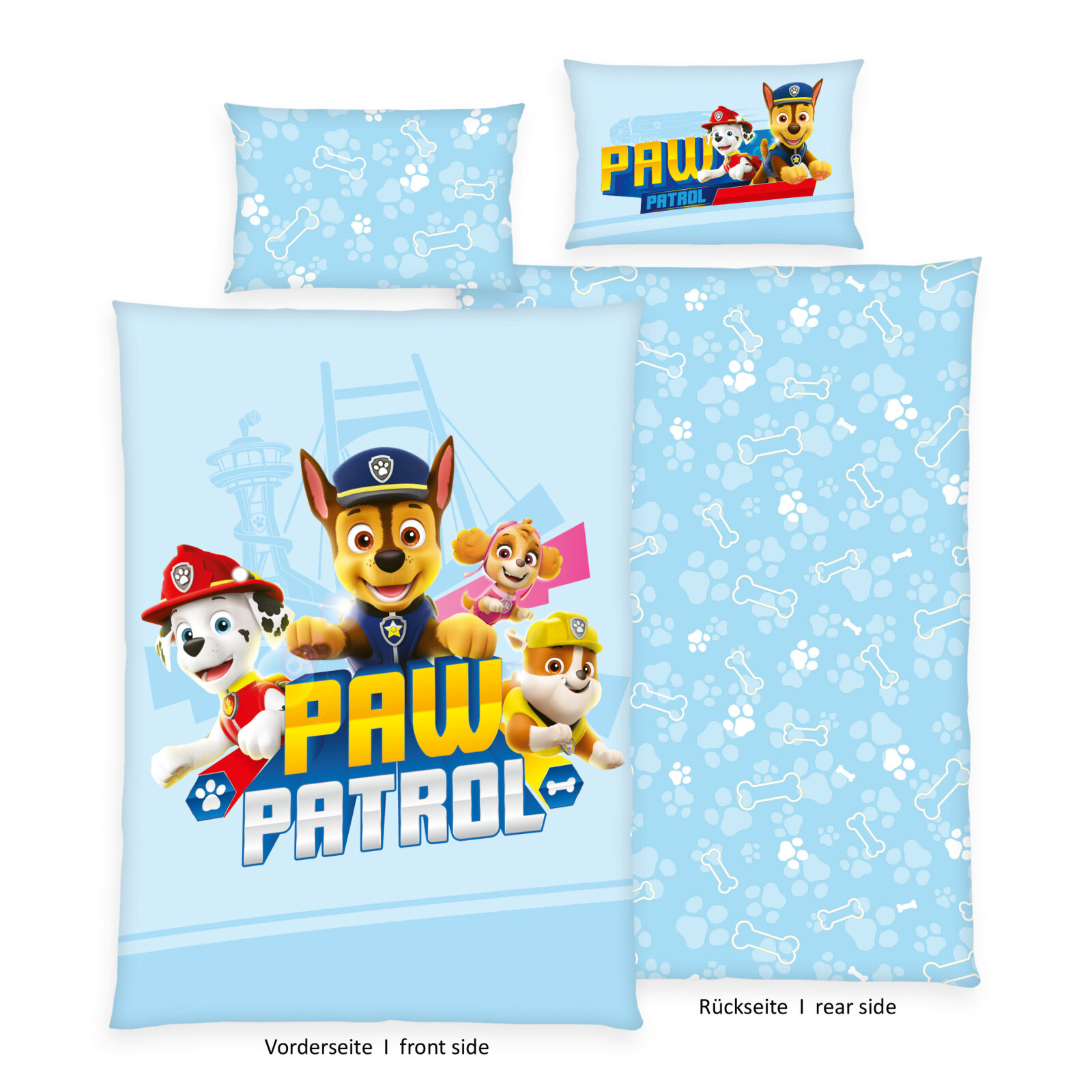 Renforcé-Bettwäsche PAW PATROL - blau-mehrfarbig - 100x135 cm