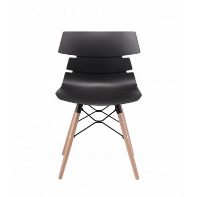 Chaise TESS - pieds bois et acier noir - noir