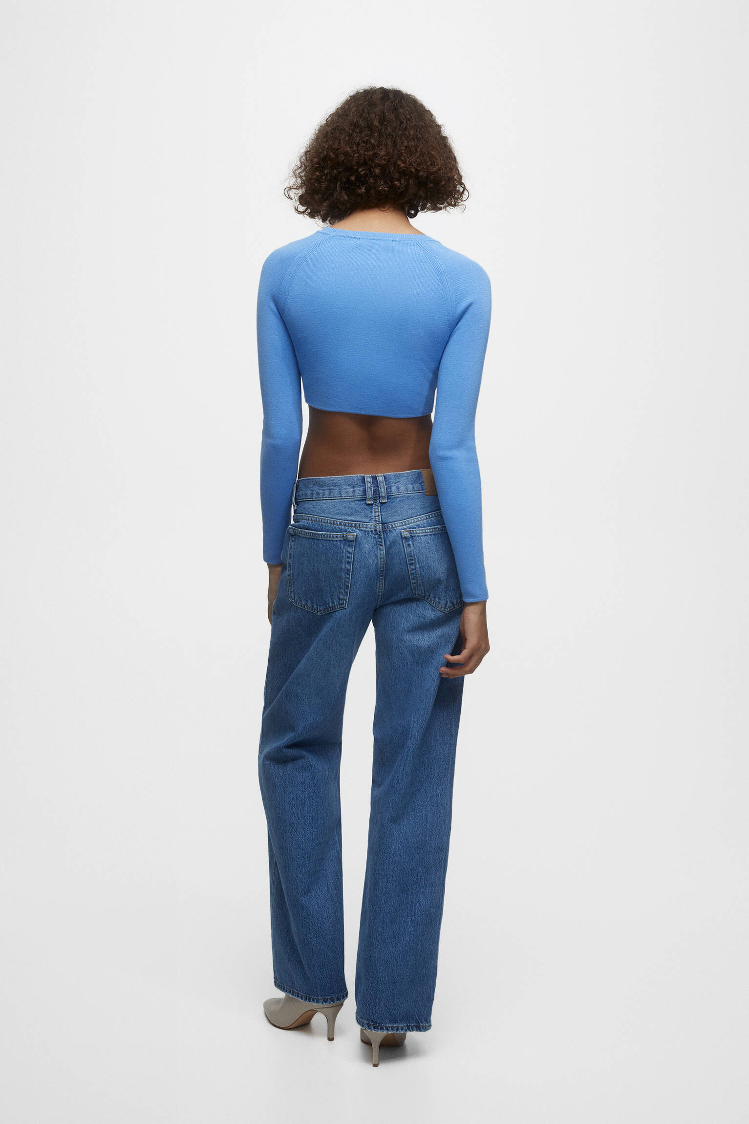 BLUSA DE TRICÔ CURTA - AZUL
