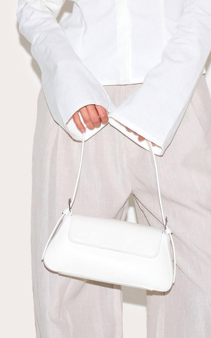 Blanc Sac À Bandoulière Simple Trapèze