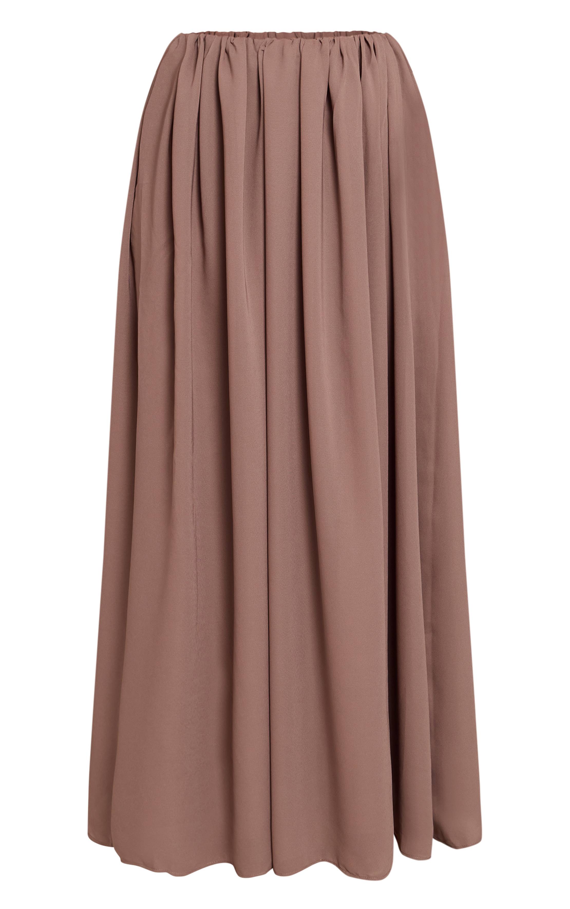 Taupe Jupe Longue Coordonnée En Mousseline À Effet Bouffant Petite Taille