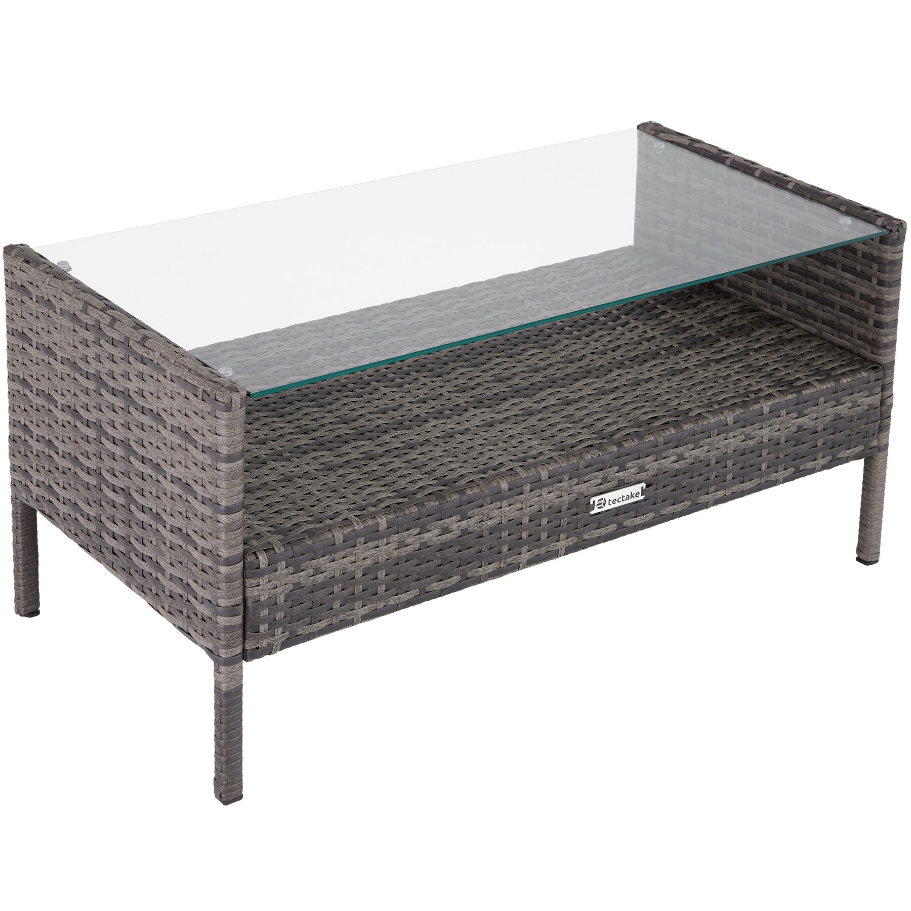 tectake® Rattan Sitzgruppe, für 4 Personen, UV-beständig, einfacher Aufbau