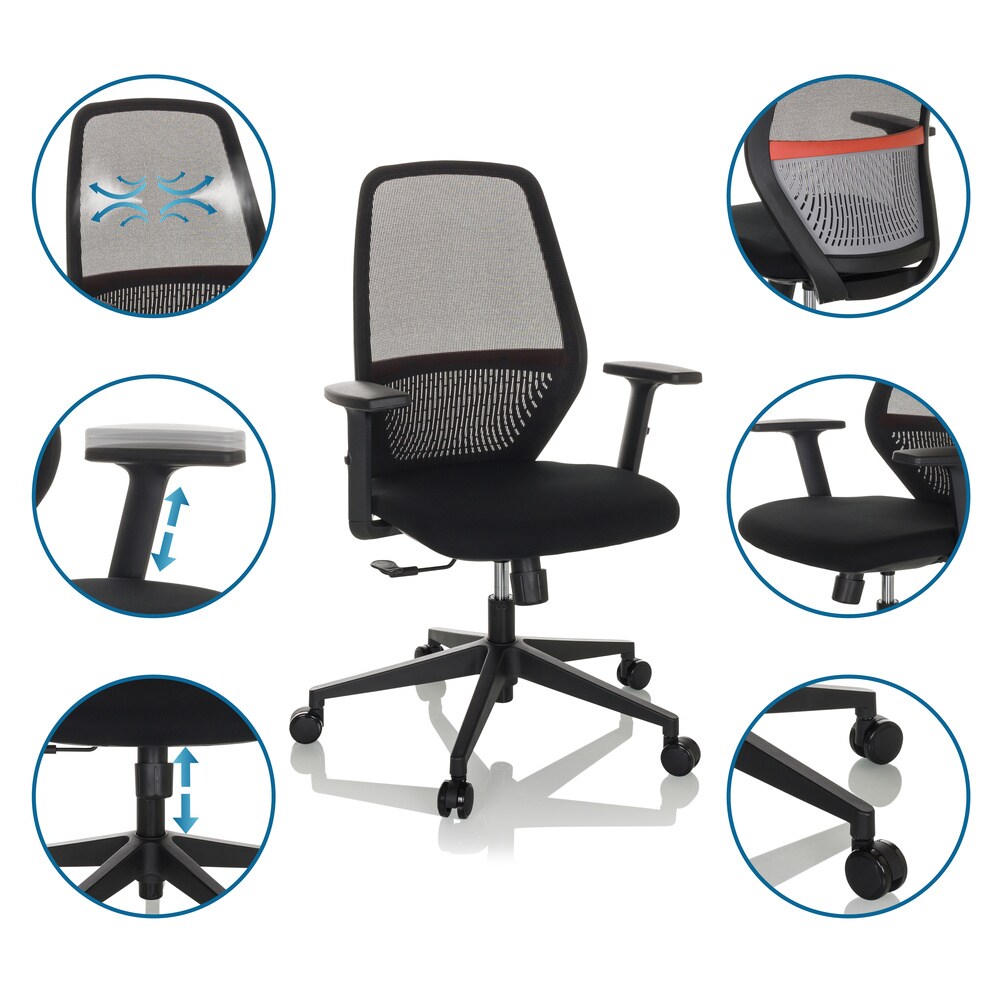 Profi Bürostuhl CARLOW I Stoff/Netzstoff mit Armlehnen hjh OFFICE