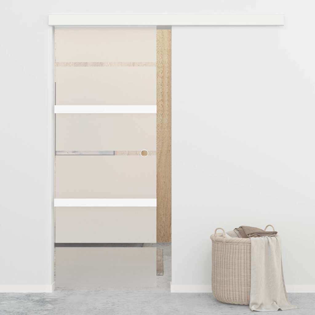 vidaXL Schuifdeuren, ESG glas en aluminium, 76x212 cm, zilver