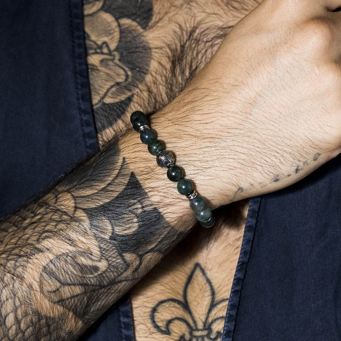 Jacobson Bracelet Cloud en Acier & Pierres vertes
