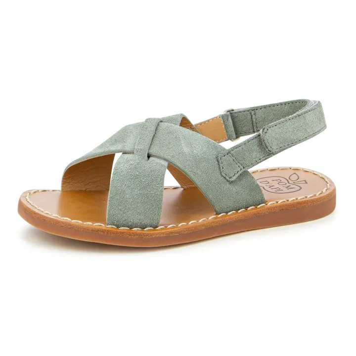 Pom d'Api Sandales Plage-Stitch Cross | Gris