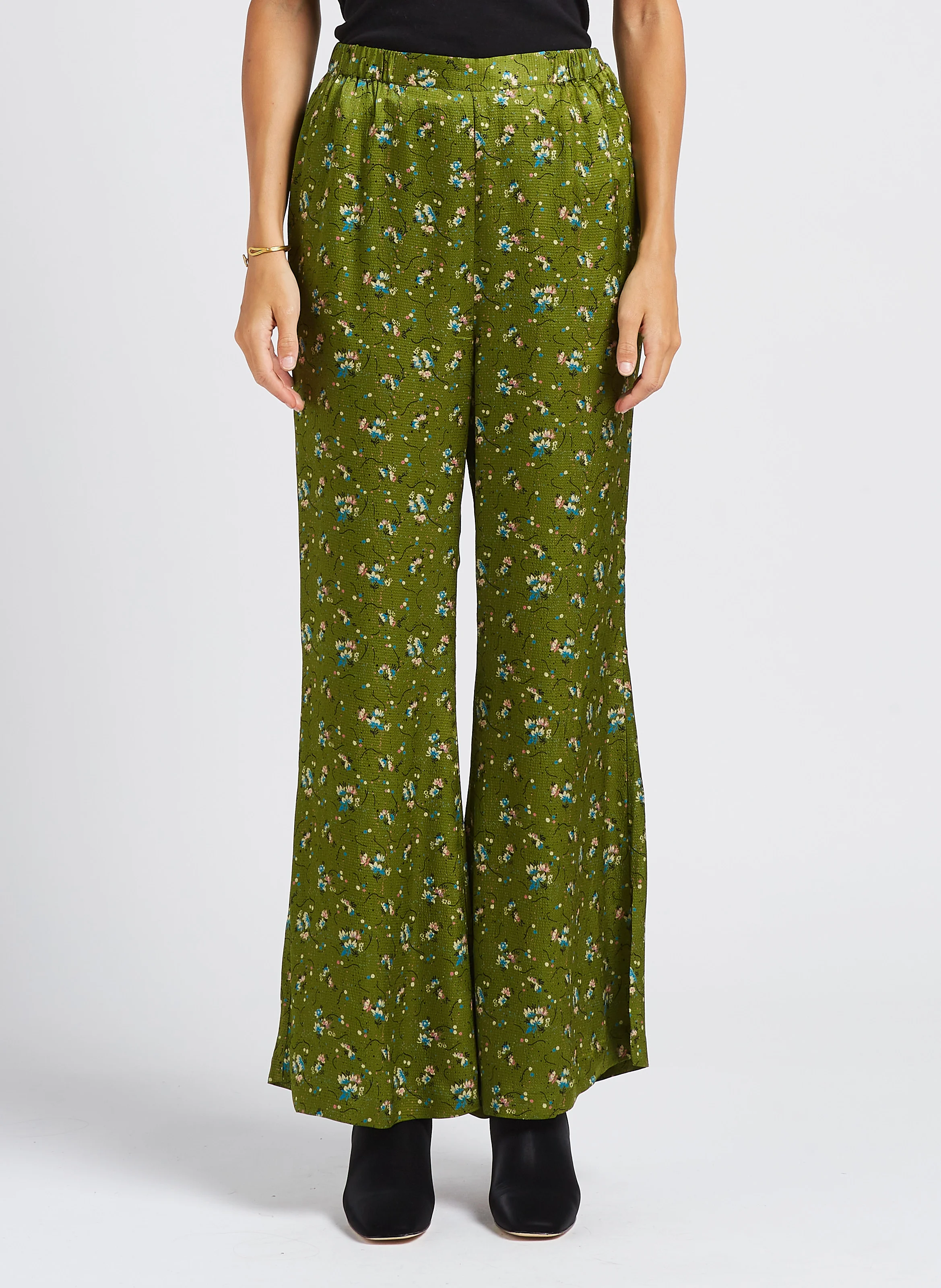 GAN - Pantalon large imprimé fleuri | Vert