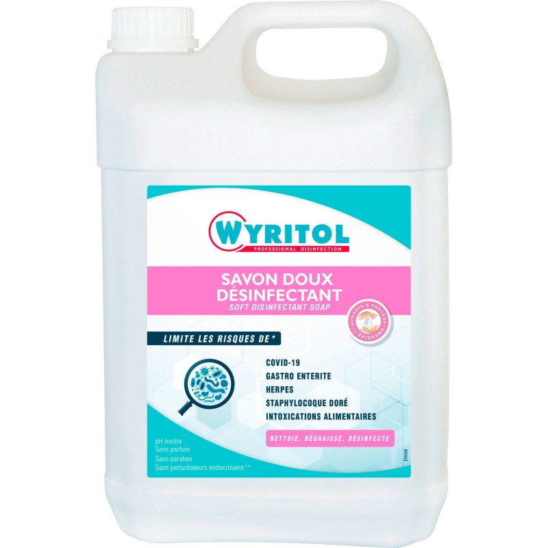 Savon liquide doux désinfectant Wyritol Professional Desinfection - Bidon de 5 L