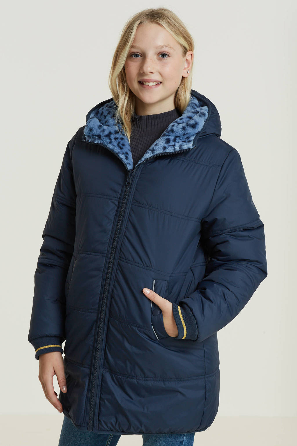 anytime reversible winterjas blauw