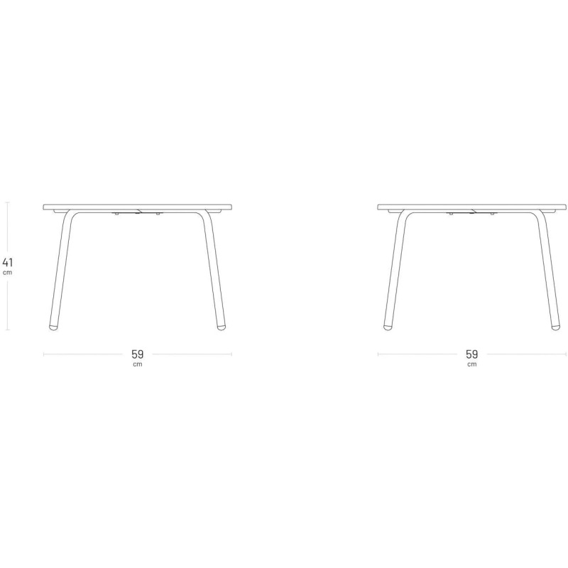 Table basse carrée d'extérieur HORIZON - H 41 x L 59 x P 59 cm - Gris - Acier
