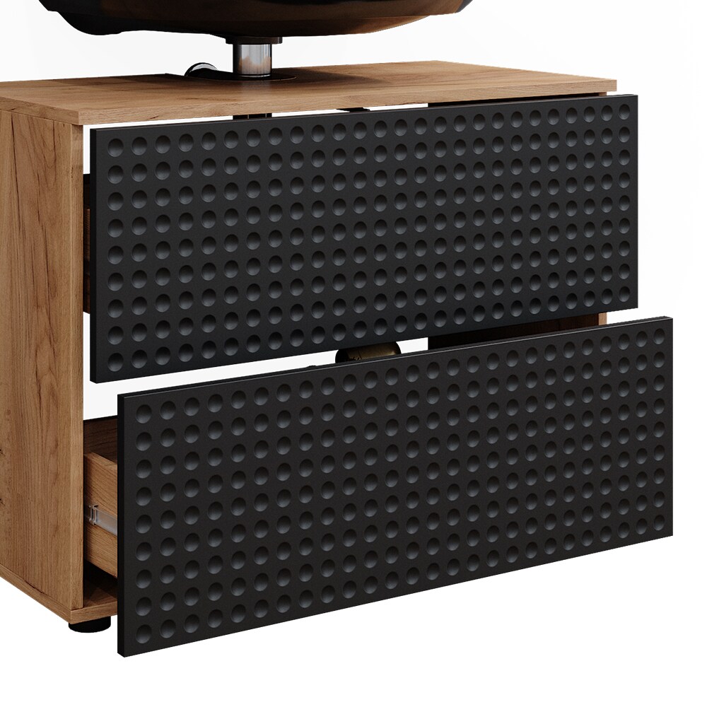 Vicco Badmöbel-Set Irma Eiche Anthrazit 2-teilig Spiegelschrank Waschbeckenschrank 80 cm