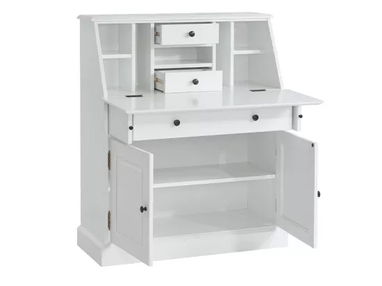 Secrétaire en pin et MDF - Coloris : Blanc - CLEORE