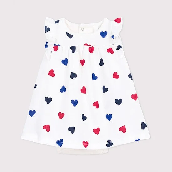 Robe en coton à manches courtes et body intégré tricoeur   de               Petit Bateau