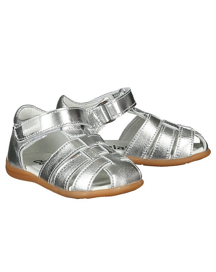Lauflernsandalen DEVE mit Zehenschutz in silber