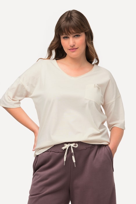 Loungewear-Shirt, Rollkante, Oversized, Rundhals, Halbarm