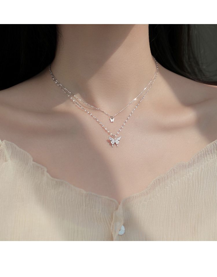 Korrs - Vlinderhanger gelaagde sterlingzilveren ketting