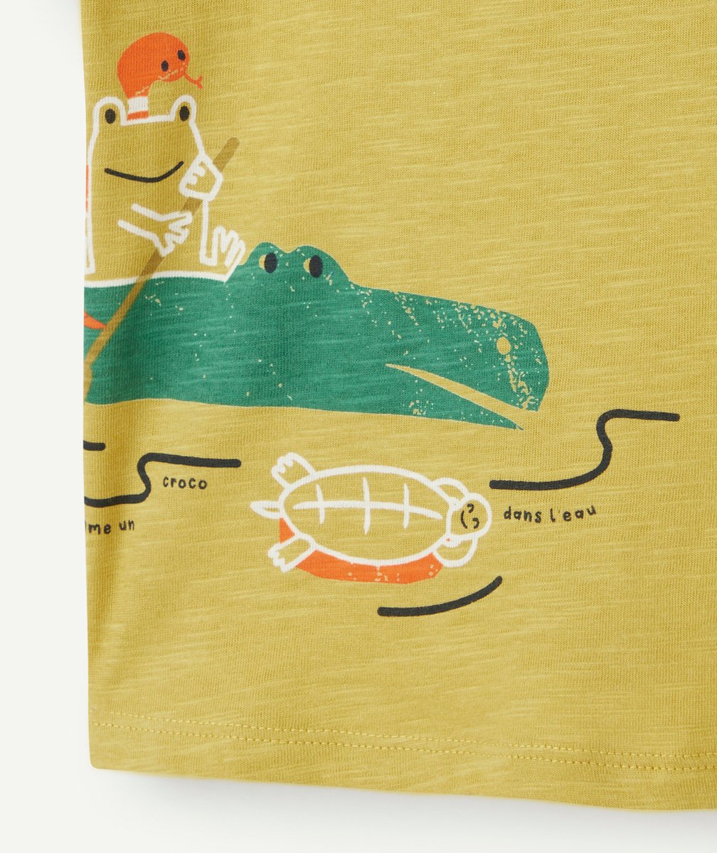 T-SHIRT MANCHES COURTES BÉBÉ GARÇON EN COTON BIO JAUNE THÈME CROCO