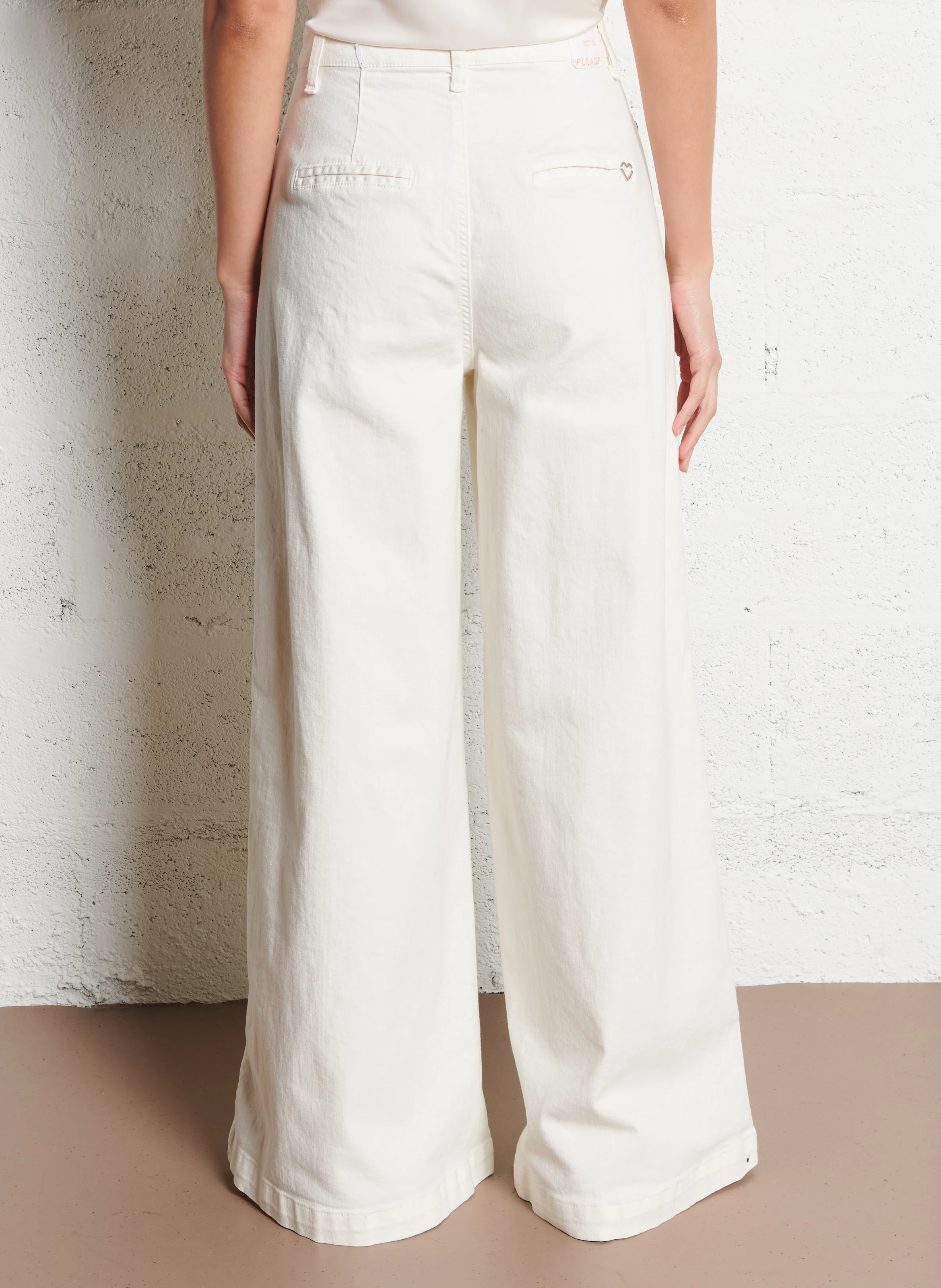 Jean boot-cut taille haute en coton mélangé | Blanc
