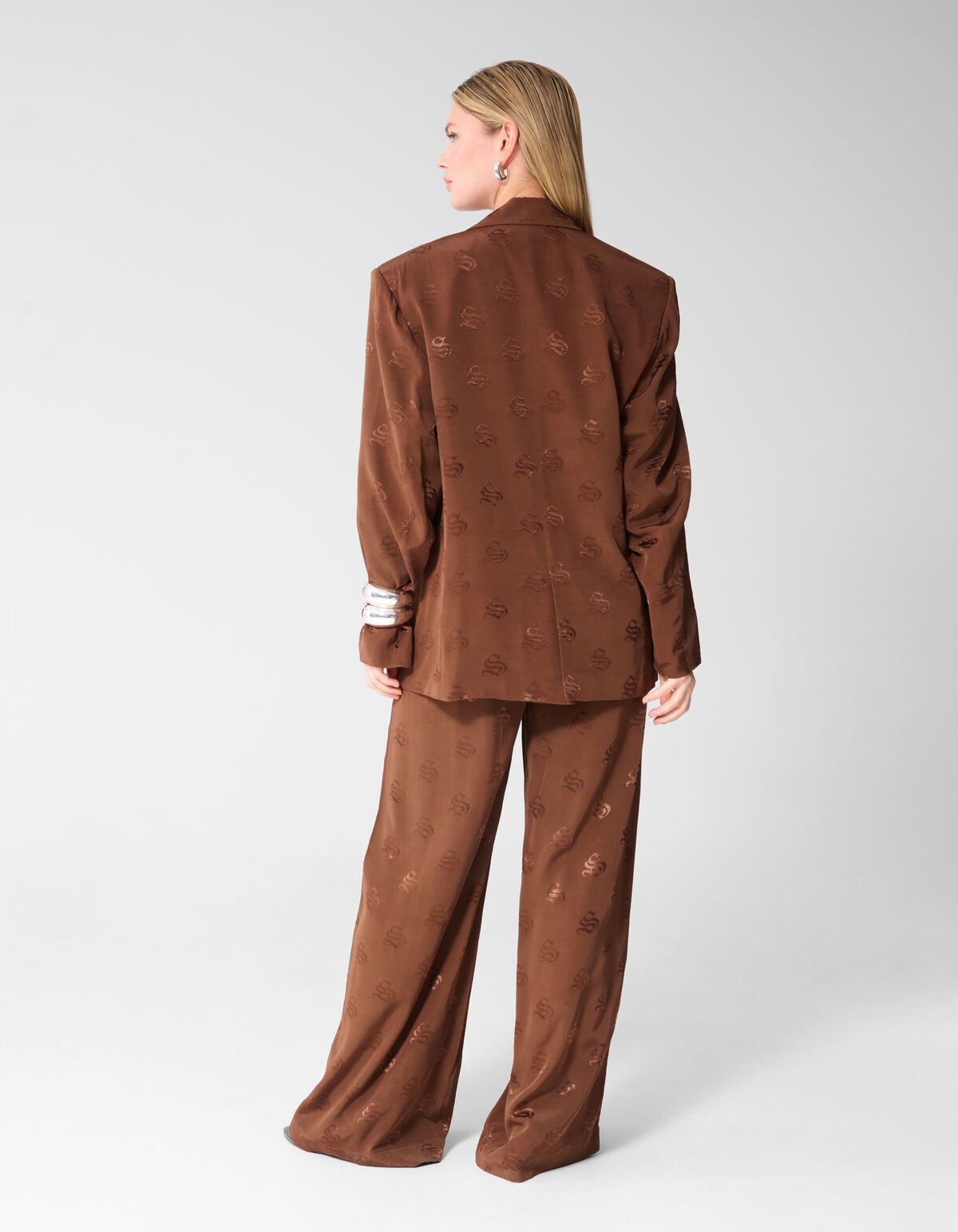 Logo Jacquard Broek Bruin