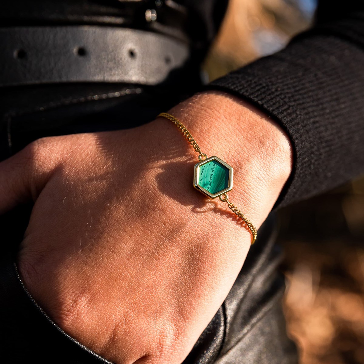Bracelet Hexalia en pierres Malachite