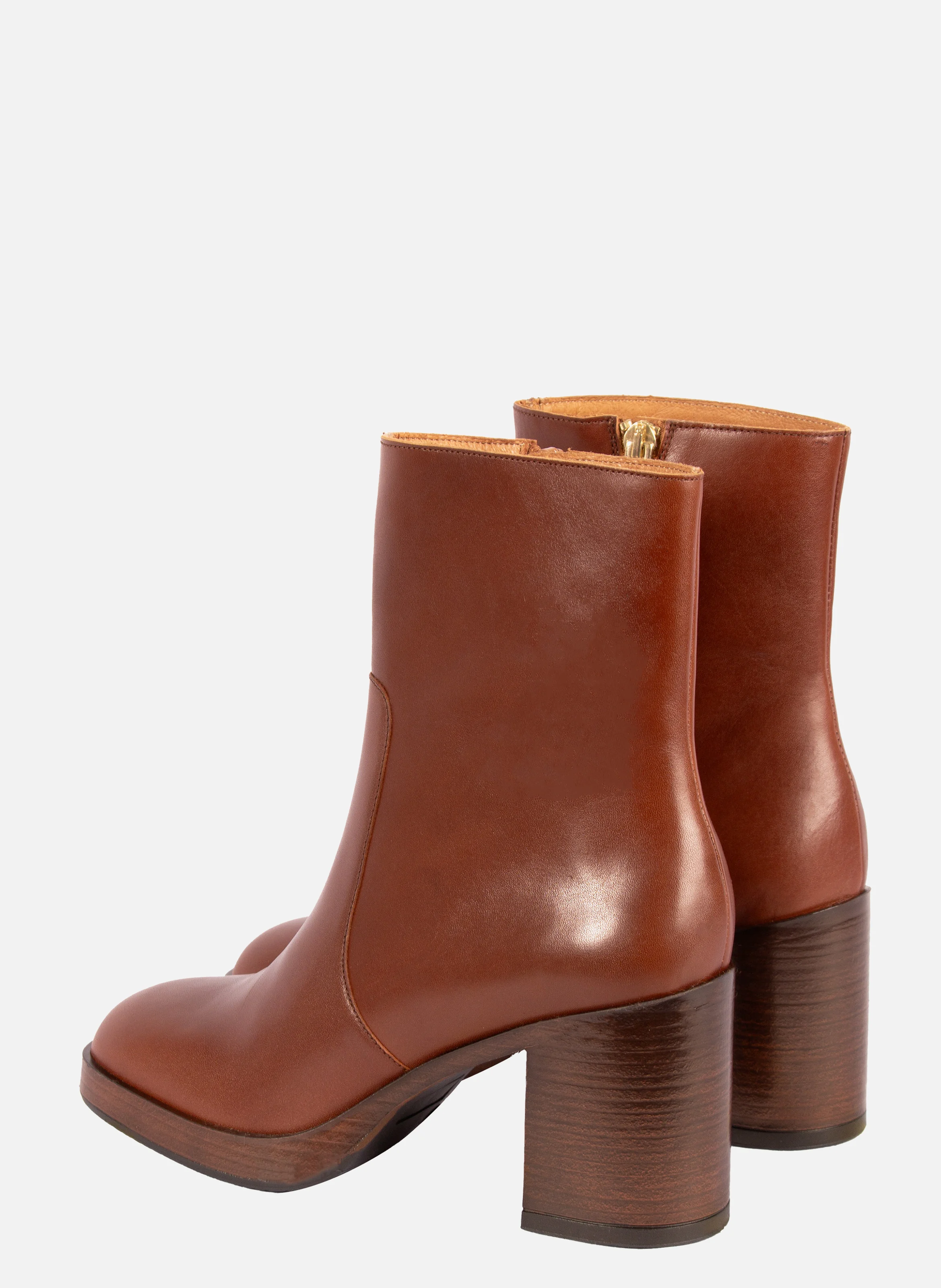 Bottines plateforme cuir | Marron