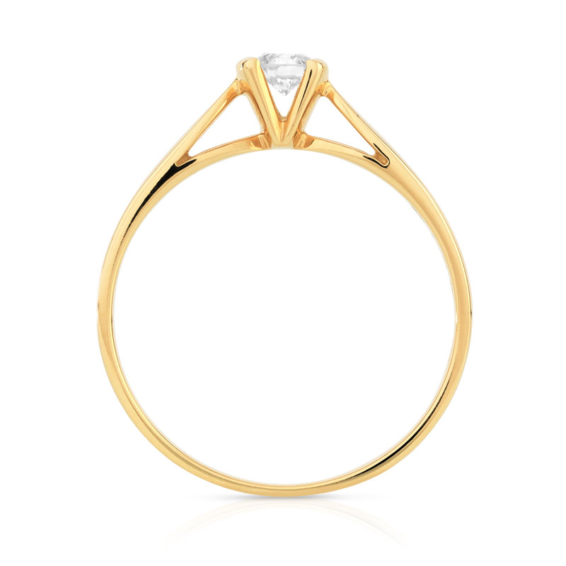 Bague solitaire or 750 jaune diamant 15/100e de carat