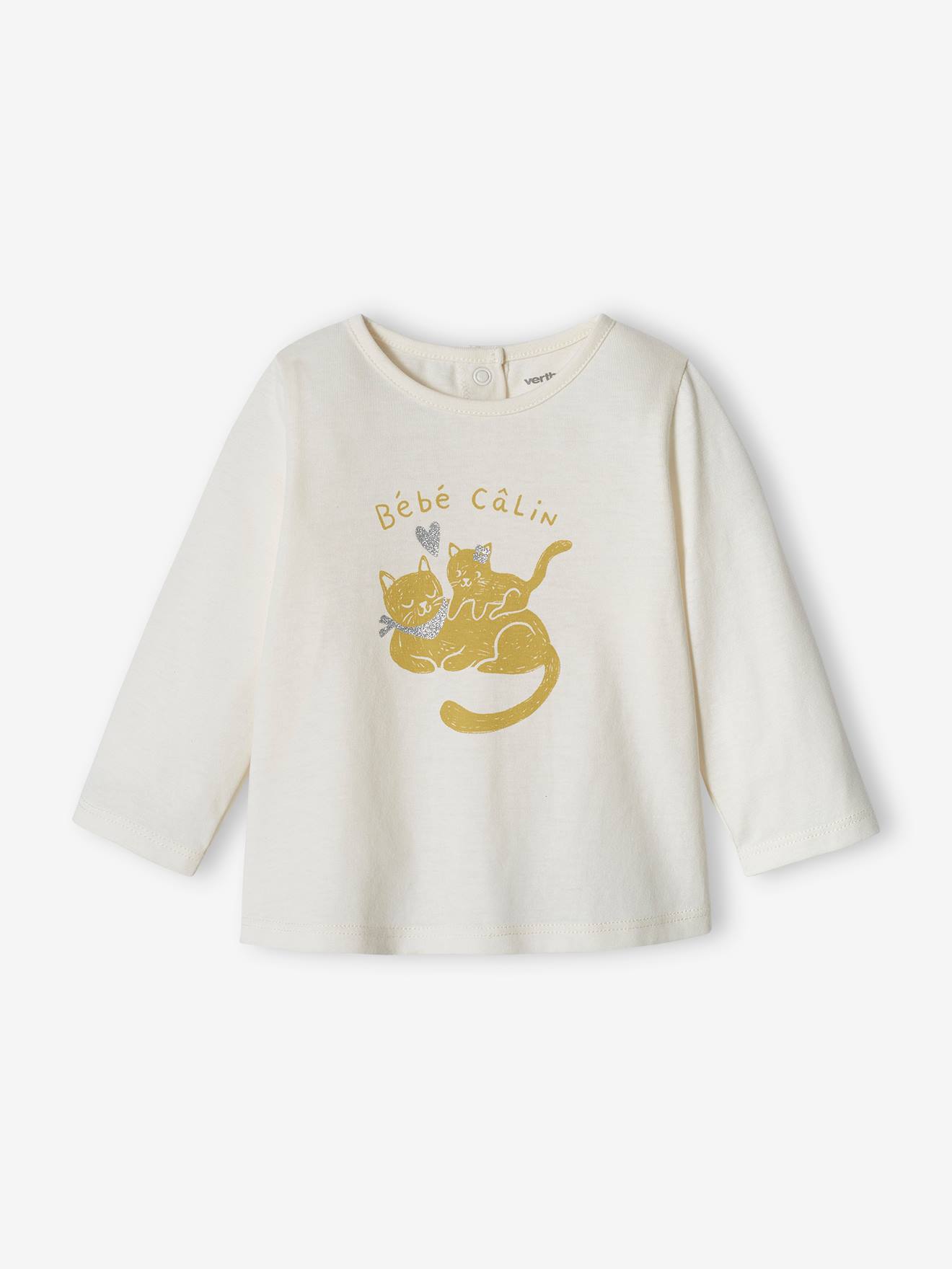 Conjunto de 2 camisetas básicas de manga comprida para bebês na cor amarelo claro.