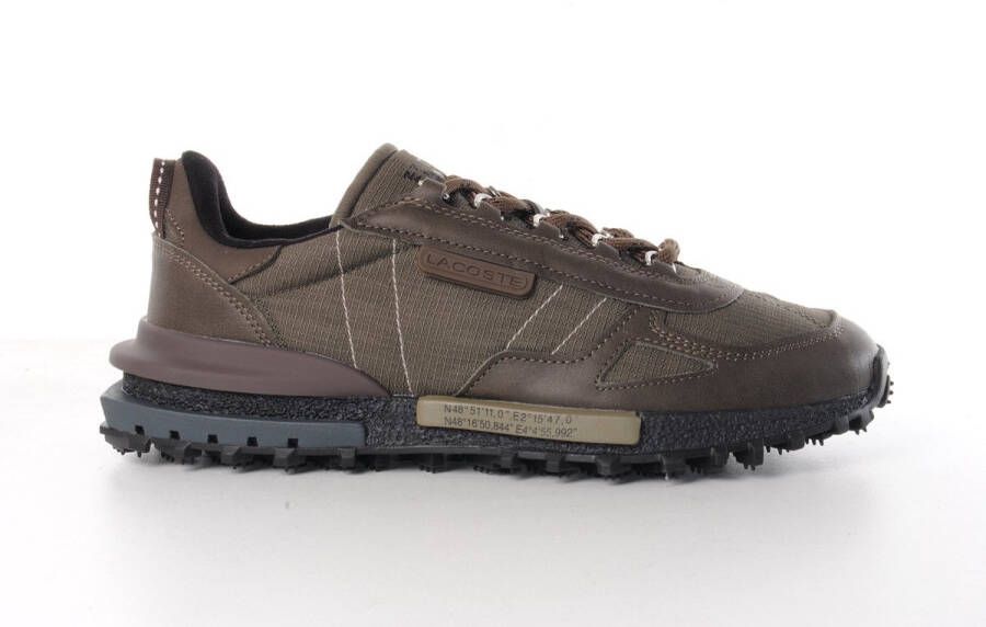 Lacoste heren sneaker Elite H II suède en nylon bruin kaki