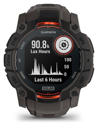 Montre GPS Garmin Instinct 3 Solar - 50 mm Noir avec Bracelet en Silicone Gris Charcoal