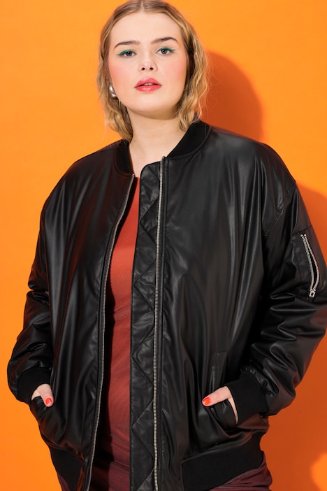 Fake-Lederblouson, Collegekragen, Zipper