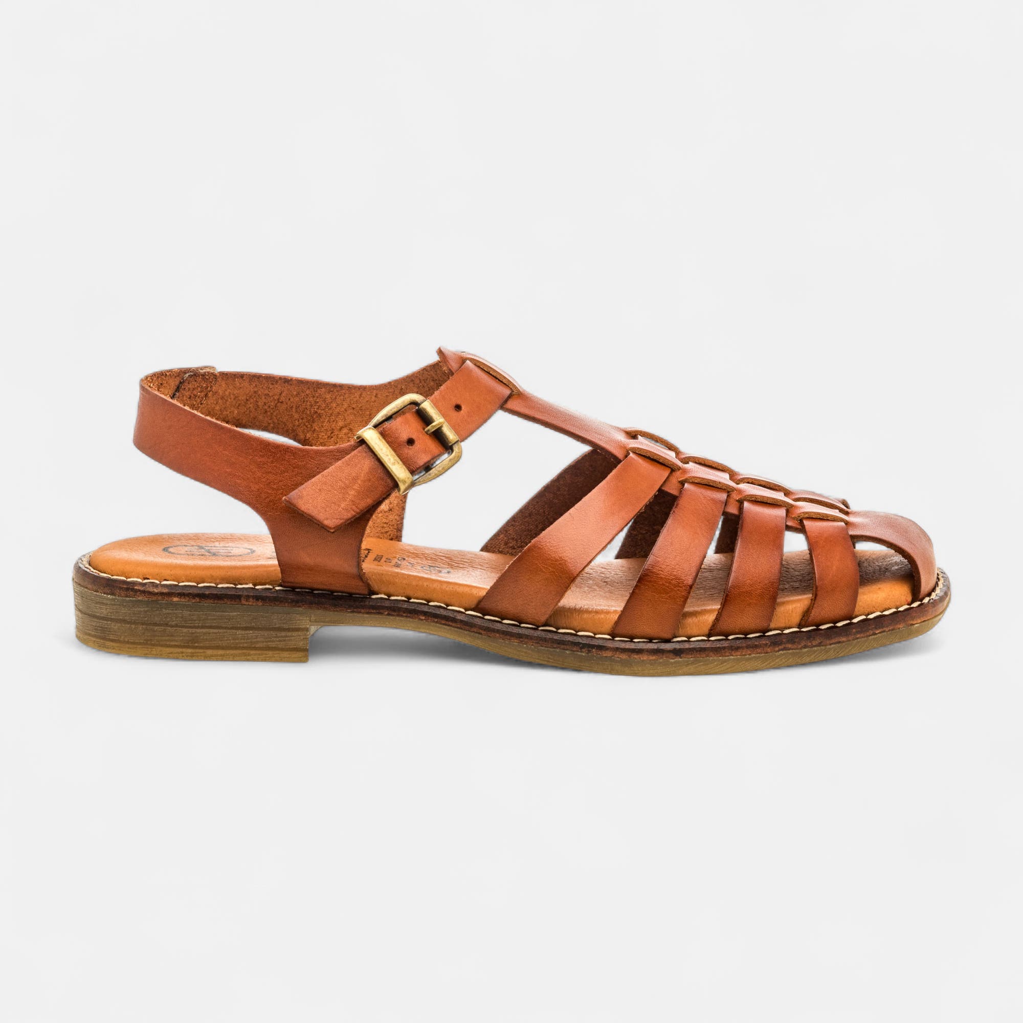 Nu-pieds Femme en cuir cognac