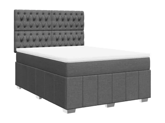 Sommier à lattes de lit avec matelas Gris foncé 140x190cm Tissu