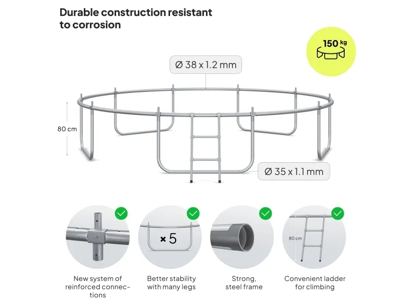 Zipro Trampolin med eksternt net 12FT 374cm   skopose
