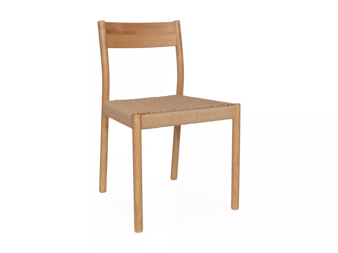 Lot de 2 chaises naturelles en bois et cordage. Ella. L 49.5 x P 53 x H 82cm