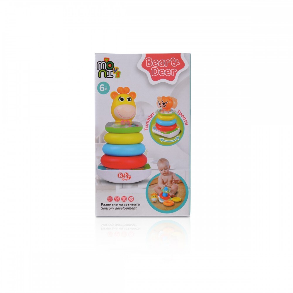 Moni Stapelturm 35785 Bär und Ringe, lustiger Stapelspaß,bunte Stapelpyramide
