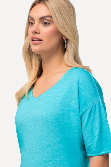 T-Shirt, cold dyed, Oversized, V-Ausschnitt, Halbarm