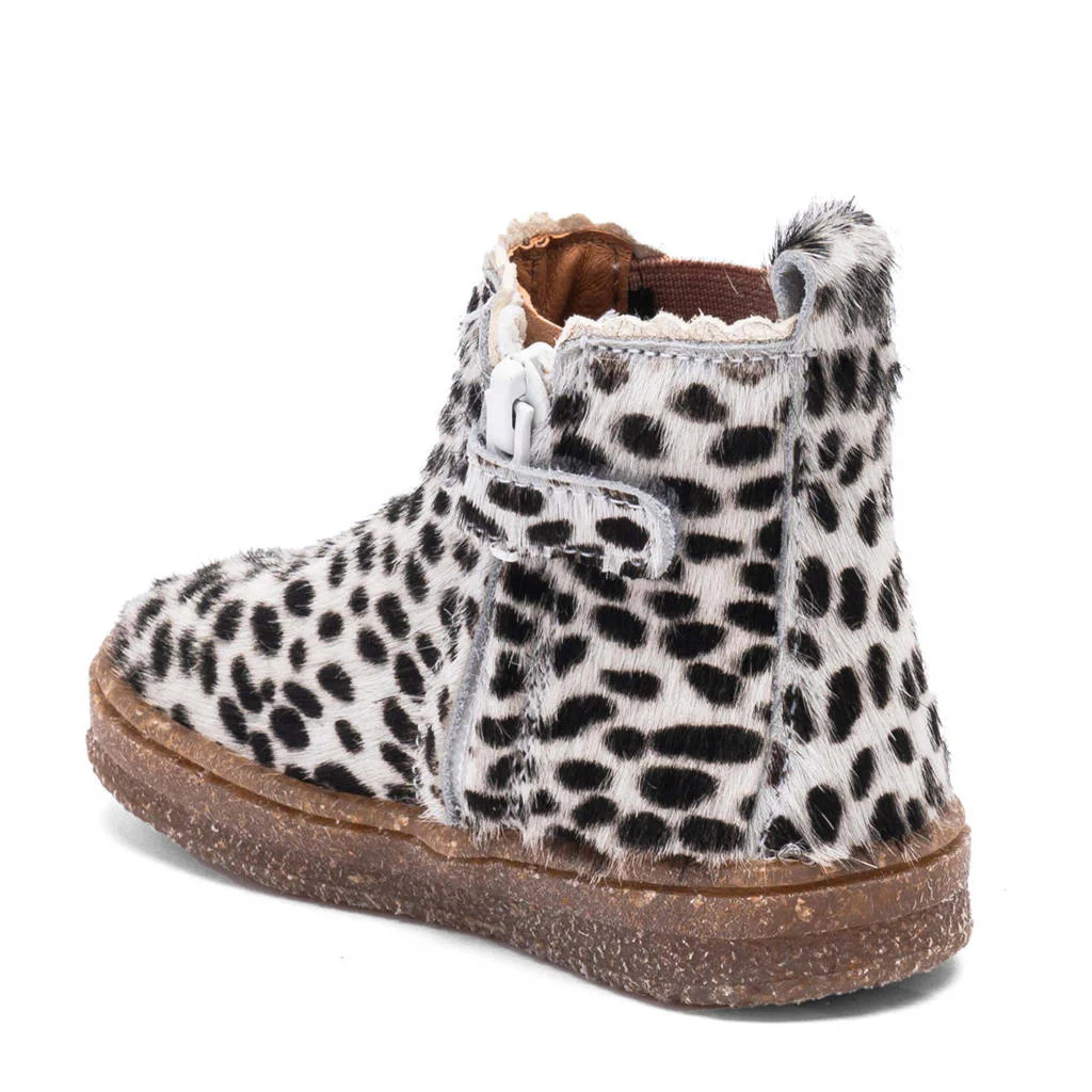 Bisgaard Siggileren enkelboots met ponyhair wit/zwart/roze