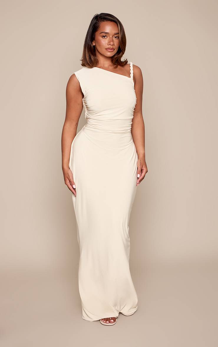 Crème Robe Maxi Moulante Shape À Détail Torsadé
