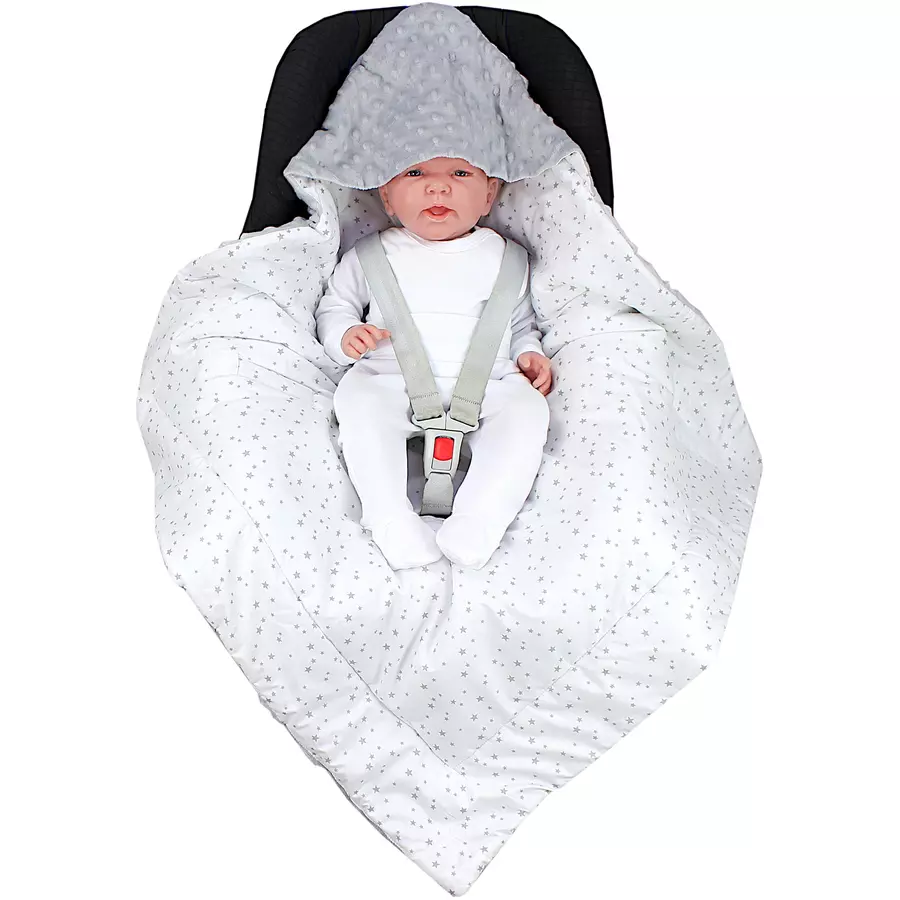 TupTam Baby Winter Einschlagdecke für Babyschale Wattiert grauweiß