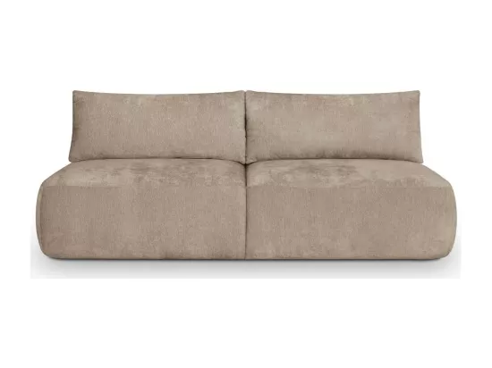 Canapé convertible 3 places avec coffre de rangement en tissu chenille taupe - Jasper