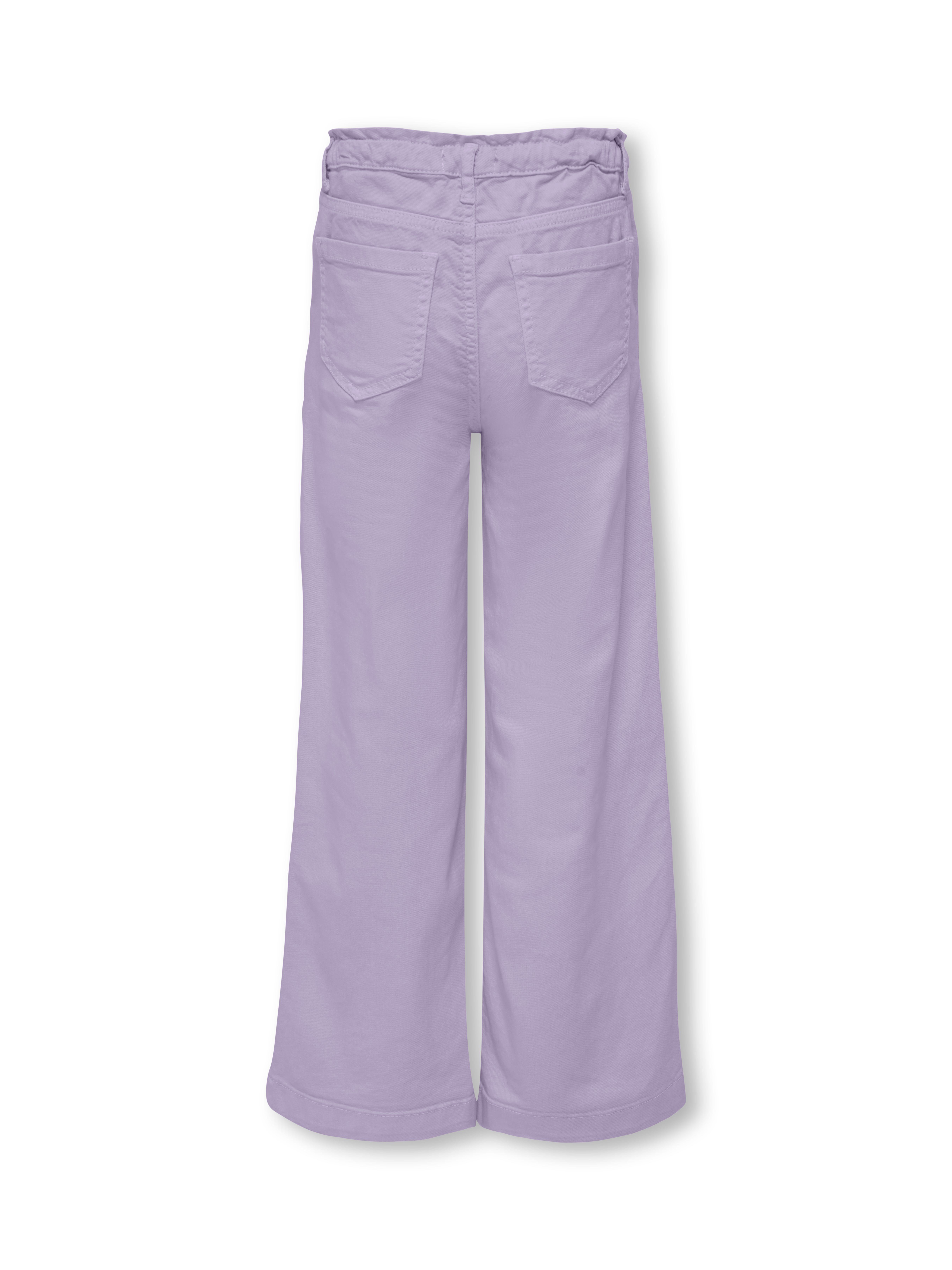 KOGNEW Mittlere Taille Verkürzt Hose mit weitem Beinschnitt Purple Rose