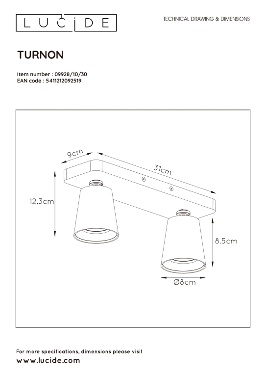 Lucide Turnon 2 spot zwart
