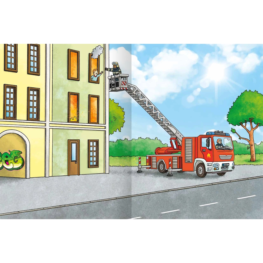 arsEdition Erstes Stickern Feuerwehr und Polizei im Einsatz