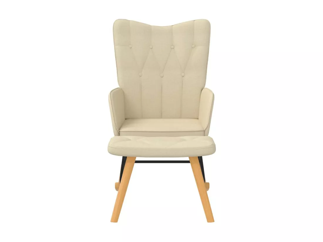 Chaise à bascule avec repose-pied Crème Tissu