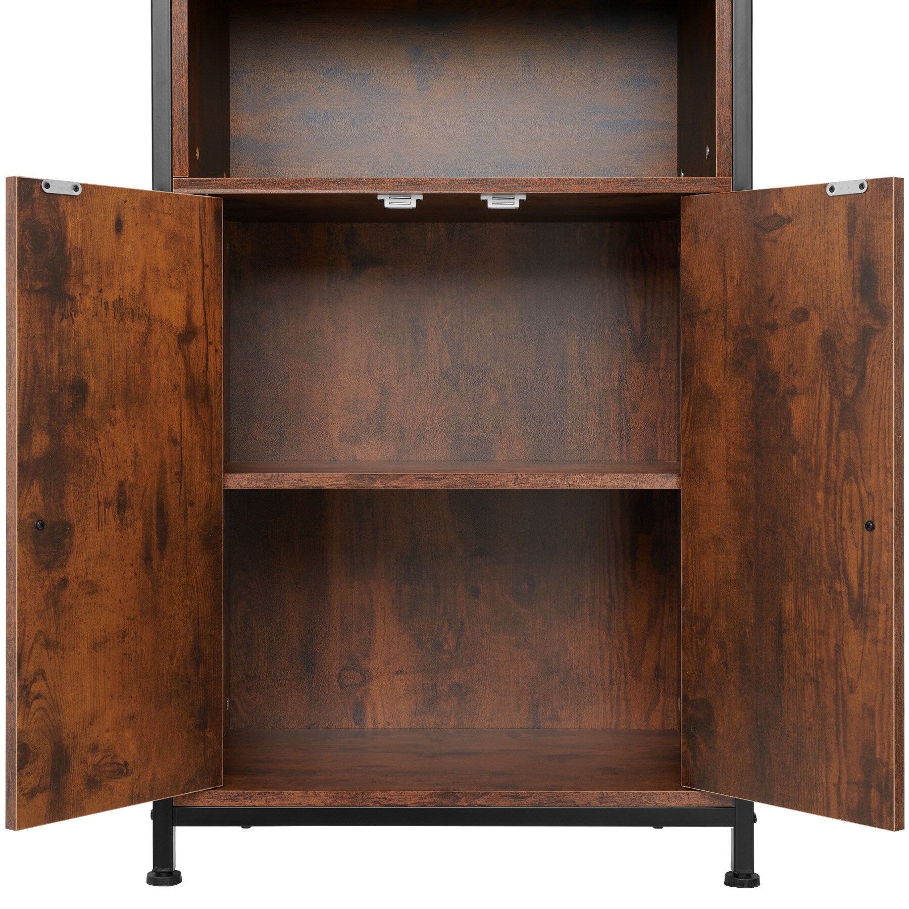 tectake® Highboard, Industrial Style, 2 offene Fächer mit Deckplatte, mit höhenverstellbaren Füßen, 60 x 38 x 125 cm