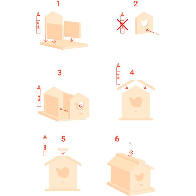 Kit nichoir en bois + colle - 13 x 14,5 x 16 cm - 1 pc - 1  coloris