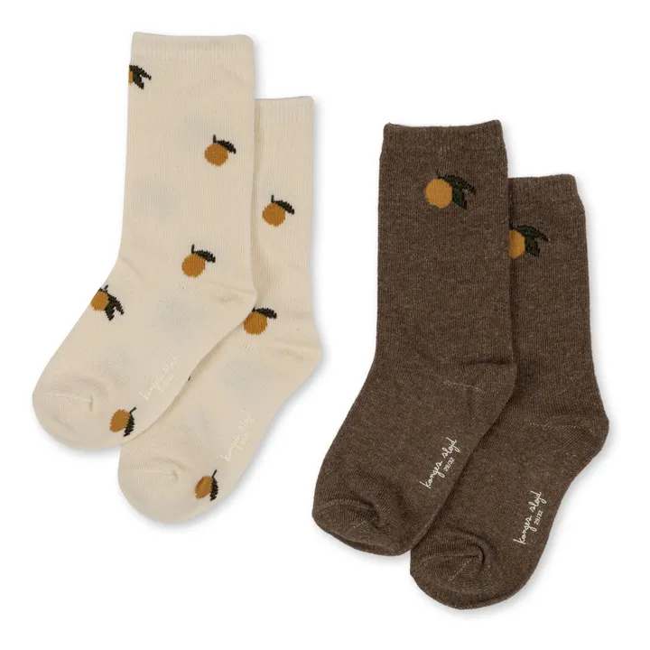 Konges Sløjd Lot 2 Chaussettes Citrons Coton Bio | Marron